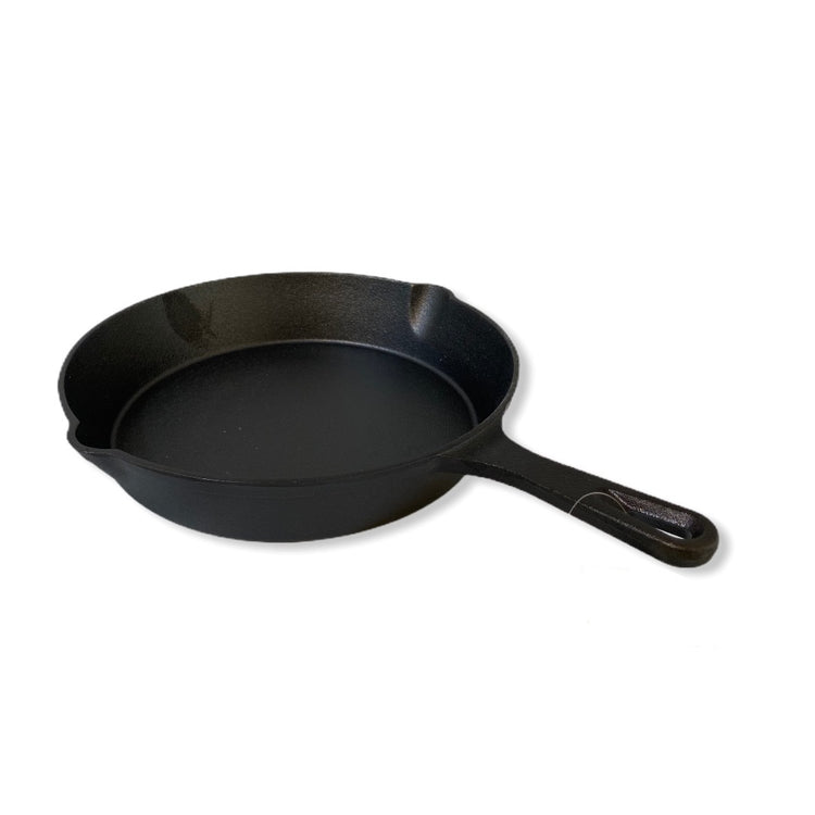 YES4HOMES 25 cm Cast Iron Skillet Barbecue  Fry Pan Pre-Seasoned Oven Safe Grill Frypan - Flavour Fushion Cooking Shop