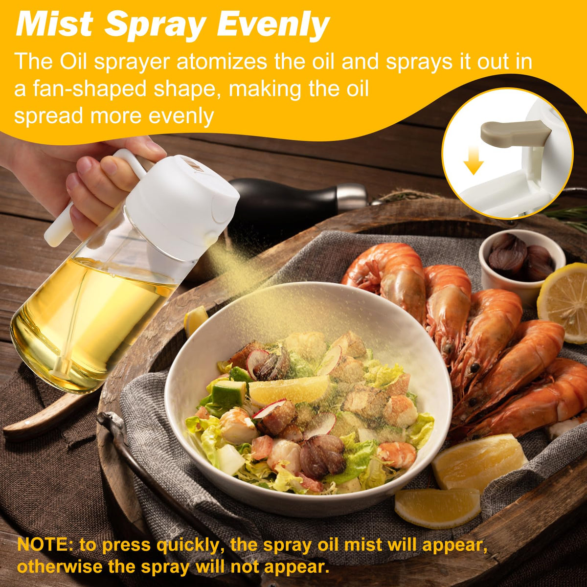 600ml 2 in 1 Glass Oil Sprayer Dispenser Kitchen Sprayz Cooking Baking Oil Bottle BBQ Spray White - Flavour Fushion Cooking Shop