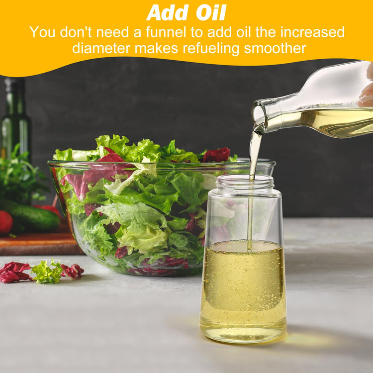 600ml 2 in 1 Glass Oil Sprayer Dispenser Kitchen Sprayz Cooking Baking Oil Bottle BBQ Spray White - Flavour Fushion Cooking Shop