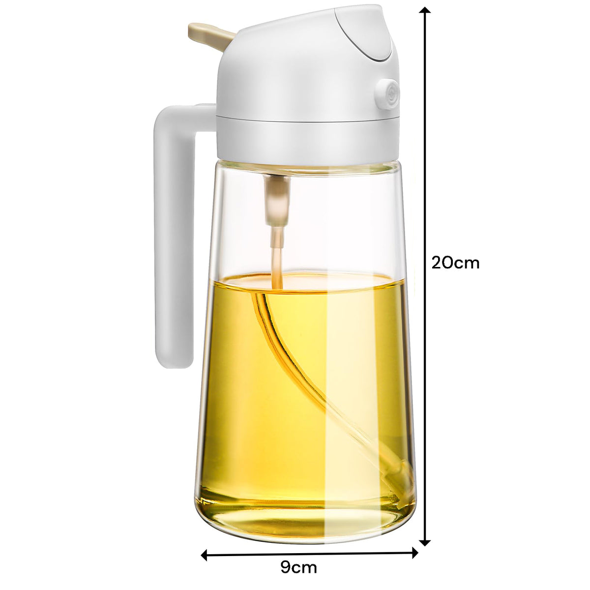 600ml 2 in 1 Glass Oil Sprayer Dispenser Kitchen Sprayz Cooking Baking Oil Bottle BBQ Spray White - Flavour Fushion Cooking Shop