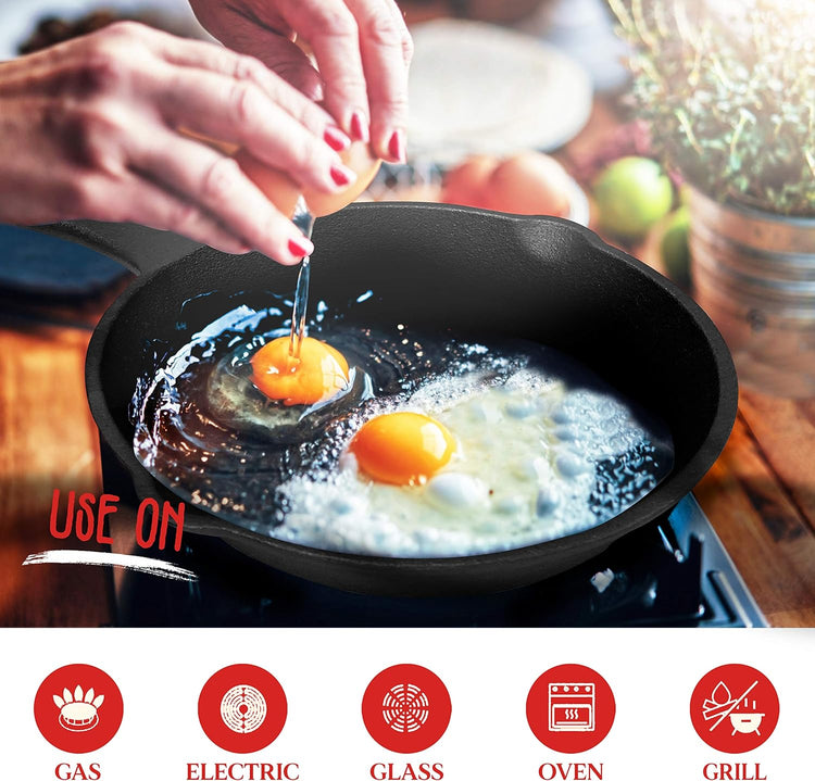 6inch 16cm Cast Iron Skillet Cookware Chef Quality Pre-Seasoned Pan Pans - Flavour Fushion Cooking Shop