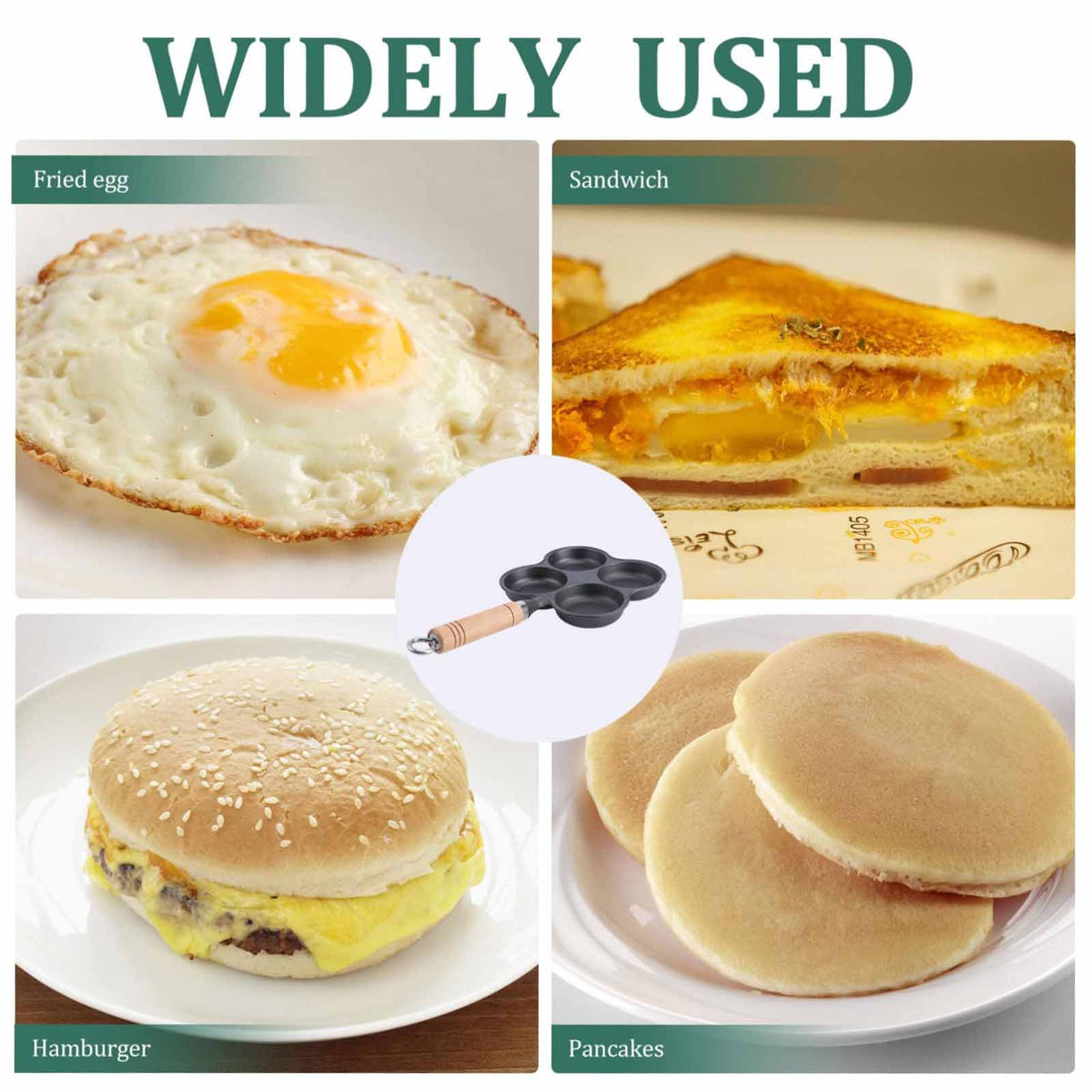 4 Cup Cast Iron Egg Frying Pan Divided Egg Skillet Pan Fried Egg Pan Cooker Pancake Egg Fryer - Flavour Fushion Cooking Shop