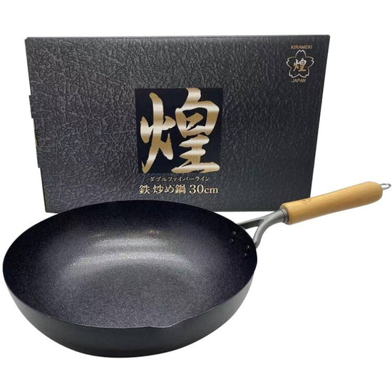 Kirameki Cast Iron Double Fiber Line Stir-fry Wok (Made in Japan) - 30cm - Flavour Fushion Cooking Shop