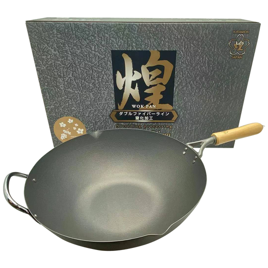 Kirameki Premium Cast Iron Nitriding Processing Stir-fry Wok (Made in Japan) - 36cm - Flavour Fushion Cooking Shop
