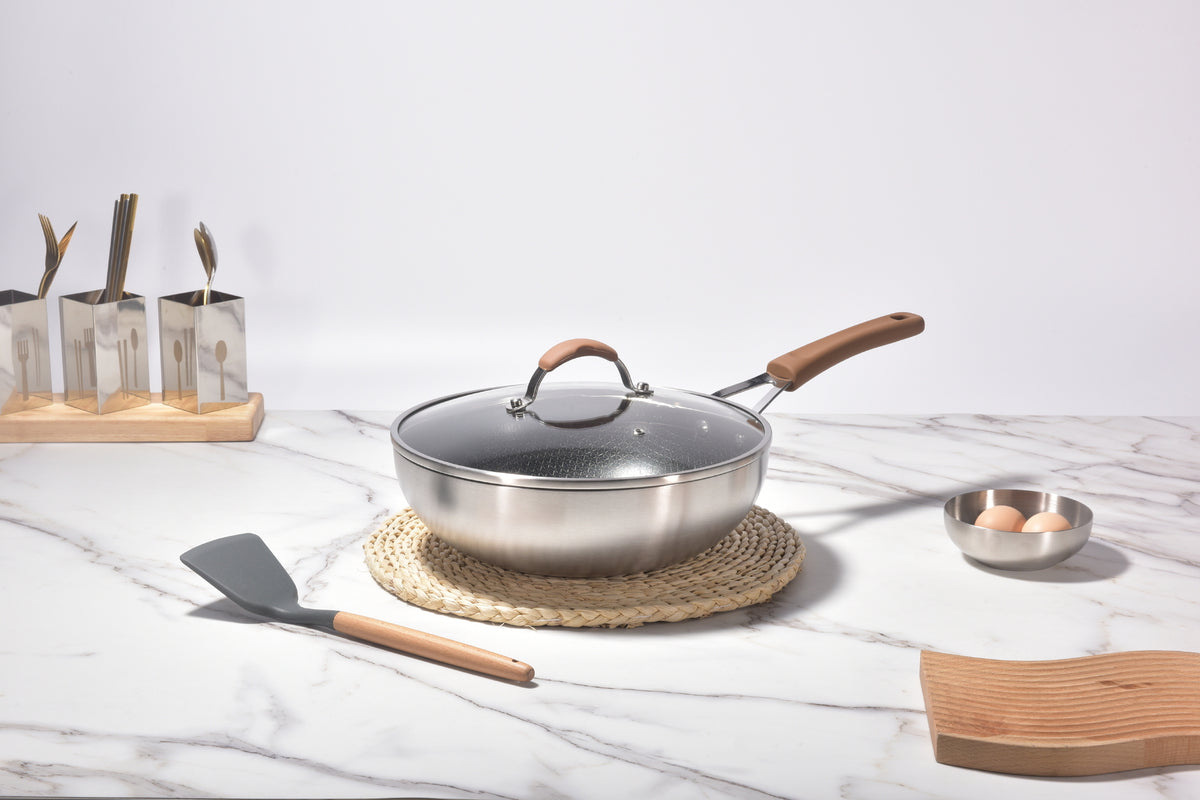 Kylin 3 Layer Stainless Steel Non Stick Noka Wok 30cm - Flavour Fushion Cooking Shop