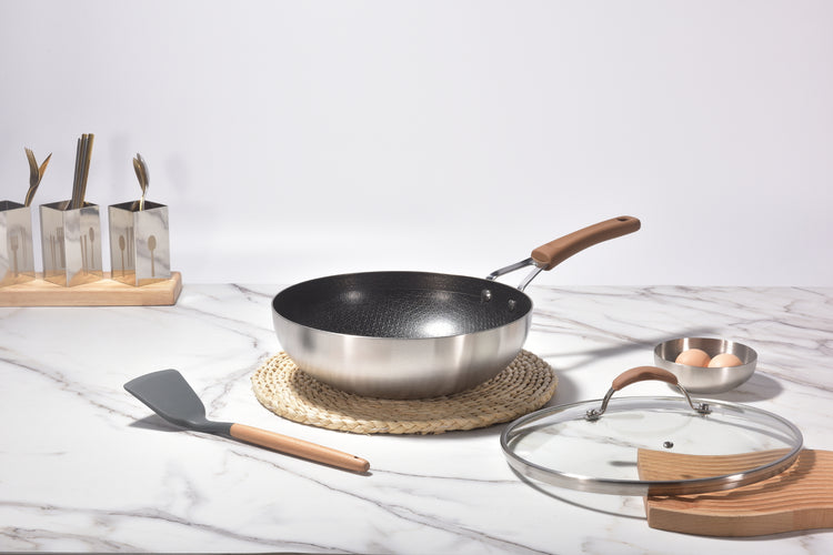 Kylin 3 Layer Stainless Steel Non Stick Noka Wok 30cm - Flavour Fushion Cooking Shop