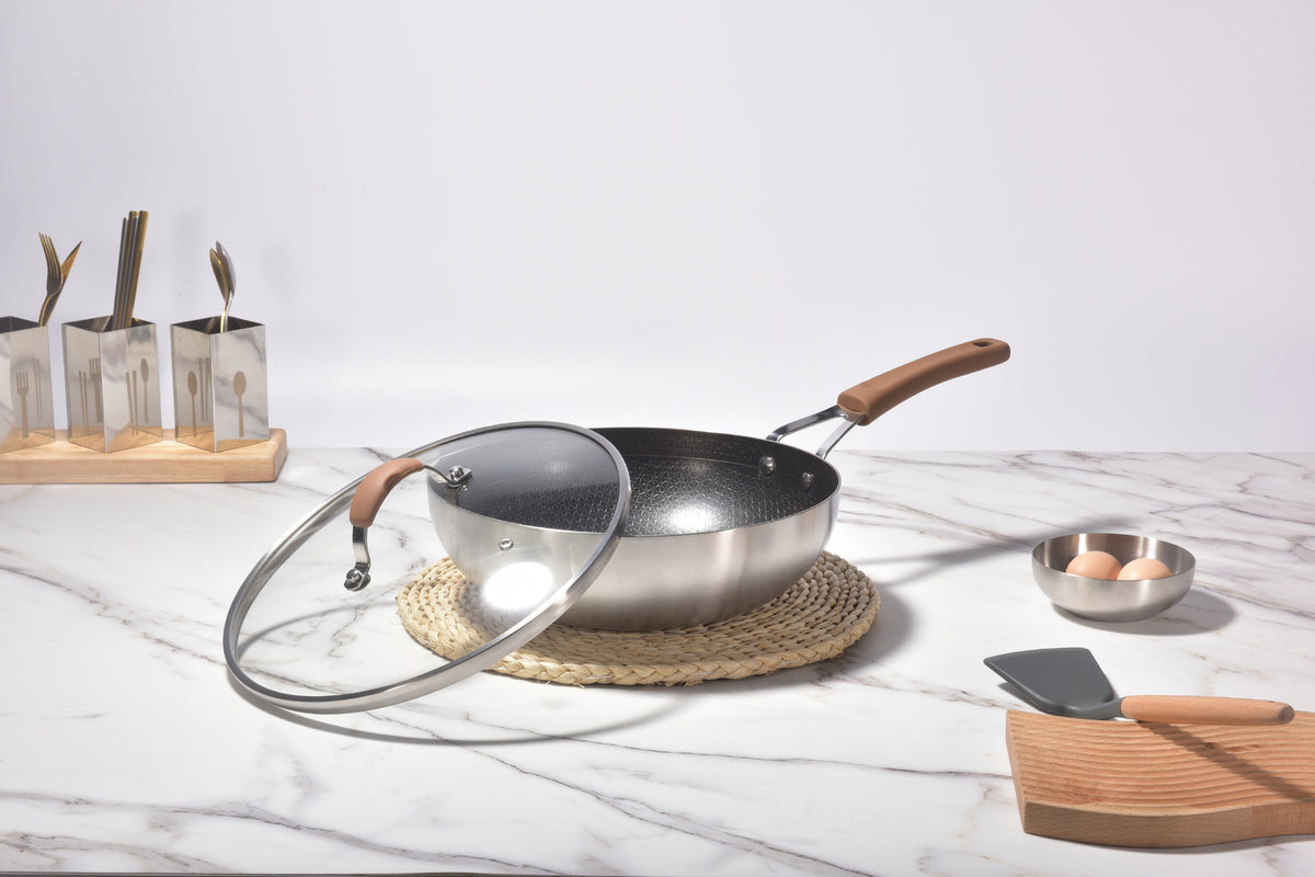 Kylin 3 Layer Stainless Steel Non Stick Noka Wok 30cm - Flavour Fushion Cooking Shop