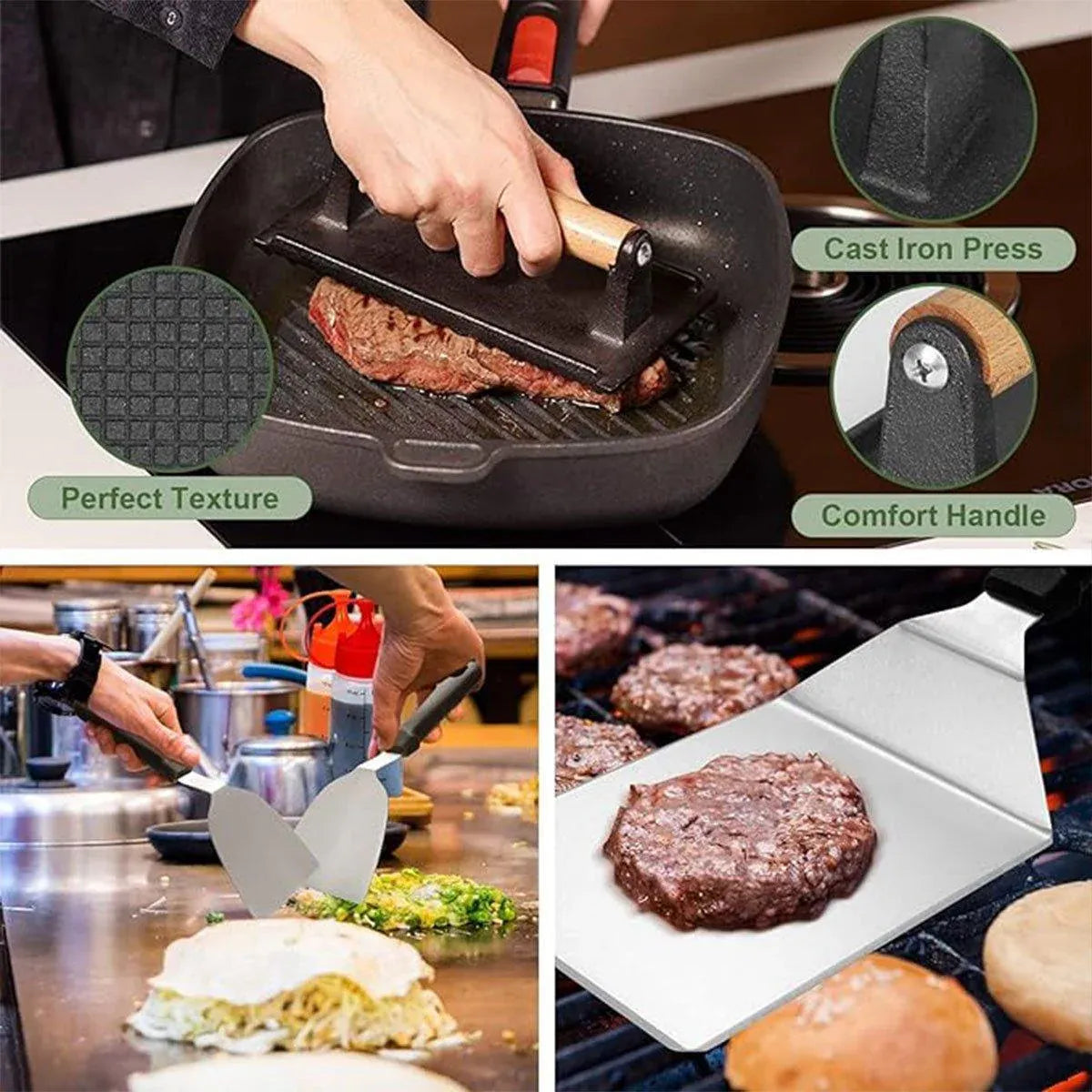 17 Piece BBQ Grill Tools Set Outdoor Barbecue Spatula Shovel Stainless Steel Kit - Flavour Fushion Cooking Shop