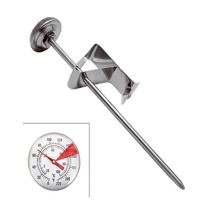 Milk Coffee Probe Thermometer Maker Temperature Jug Pan Clip Stainless Steel New - Flavour Fushion Cooking Shop