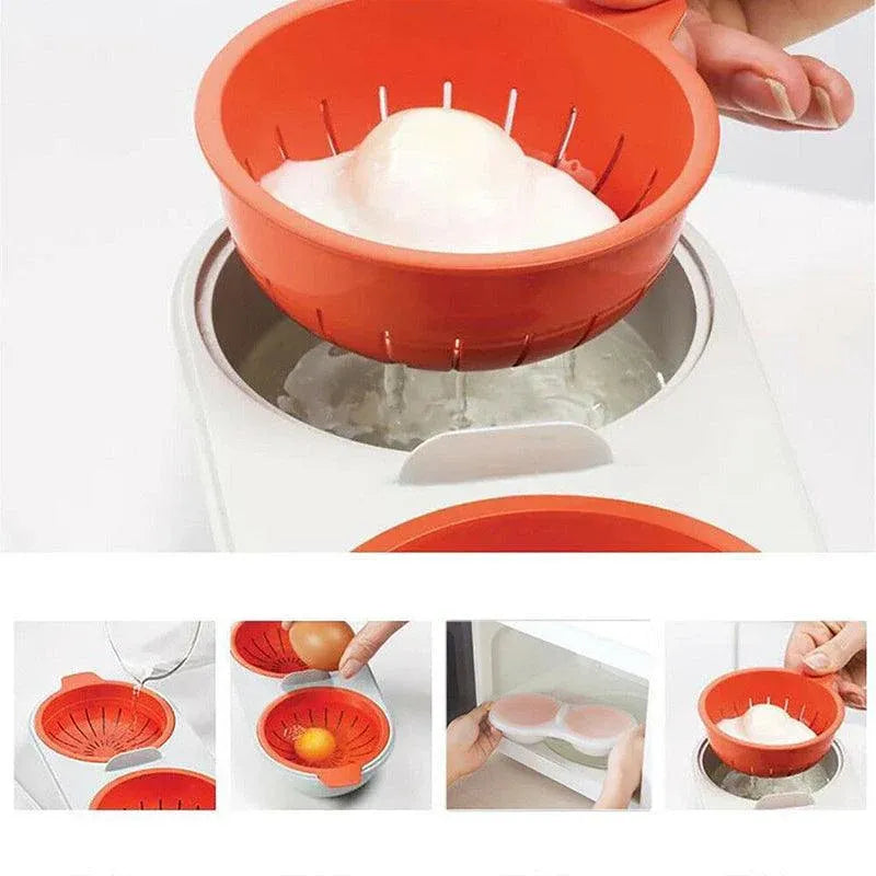 Microwave Egg Cooker for Breakfast Sandwich Poacher Kitchen Gadget - Blue