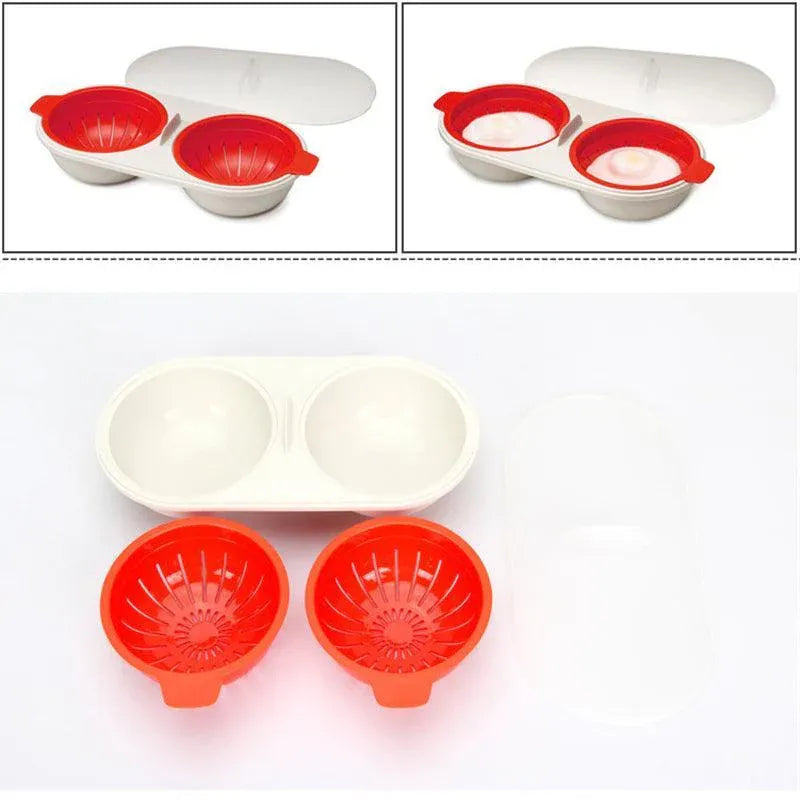 Microwave Egg Cooker for Breakfast Sandwich Poacher Kitchen Gadget - Blue