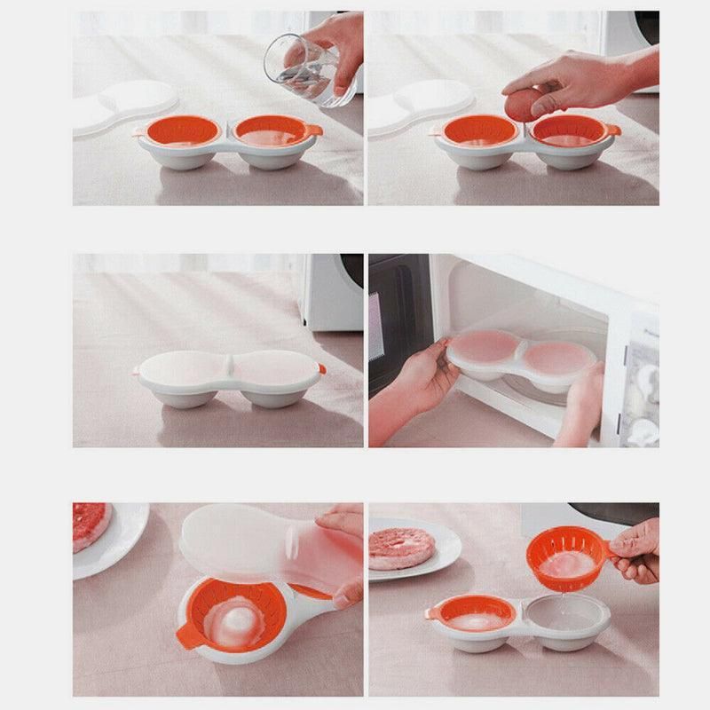 Microwave Egg Cooker for Breakfast Sandwich Poacher Kitchen Gadget - Blue