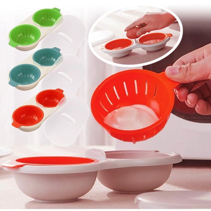 Microwave Egg Cooker for Breakfast Sandwich Poacher Kitchen Gadget - Blue