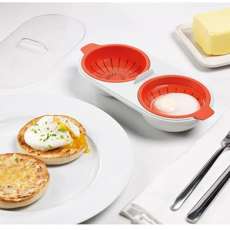 Microwave Egg Cooker for Breakfast Sandwich Poacher Kitchen Gadget - Blue