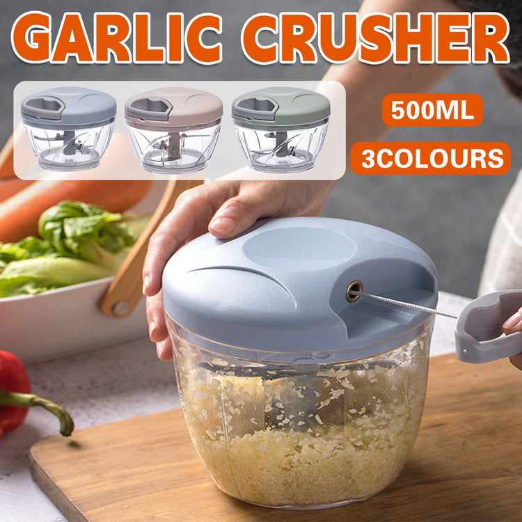 500ml Manual Meat Mincer Garlic Chopper Rotate Garlic Press Crusher Vegetable - Pink - Flavour Fushion Cooking Shop