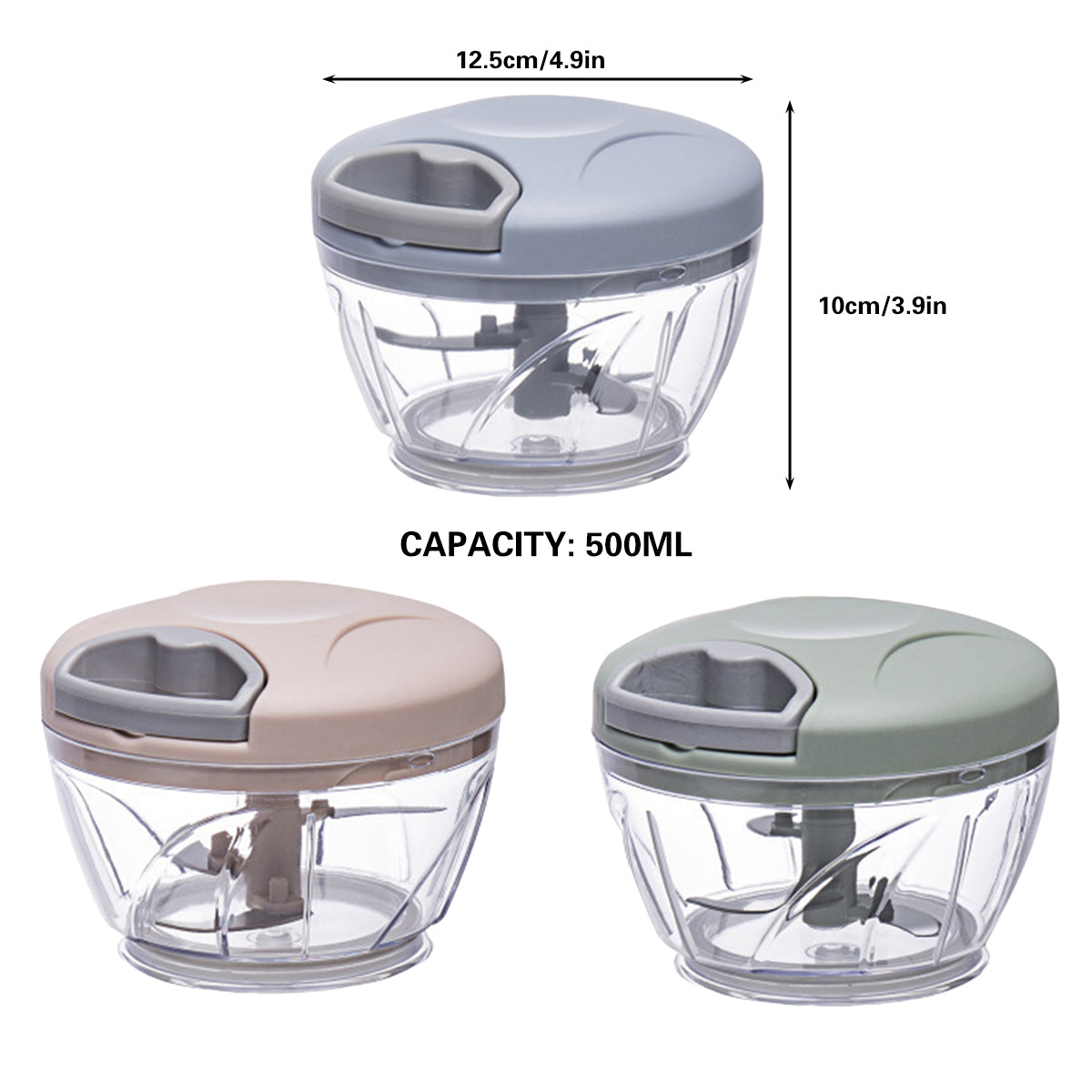 500ml Manual Meat Mincer Garlic Chopper Rotate Garlic Press Crusher Vegetable - Pink - Flavour Fushion Cooking Shop