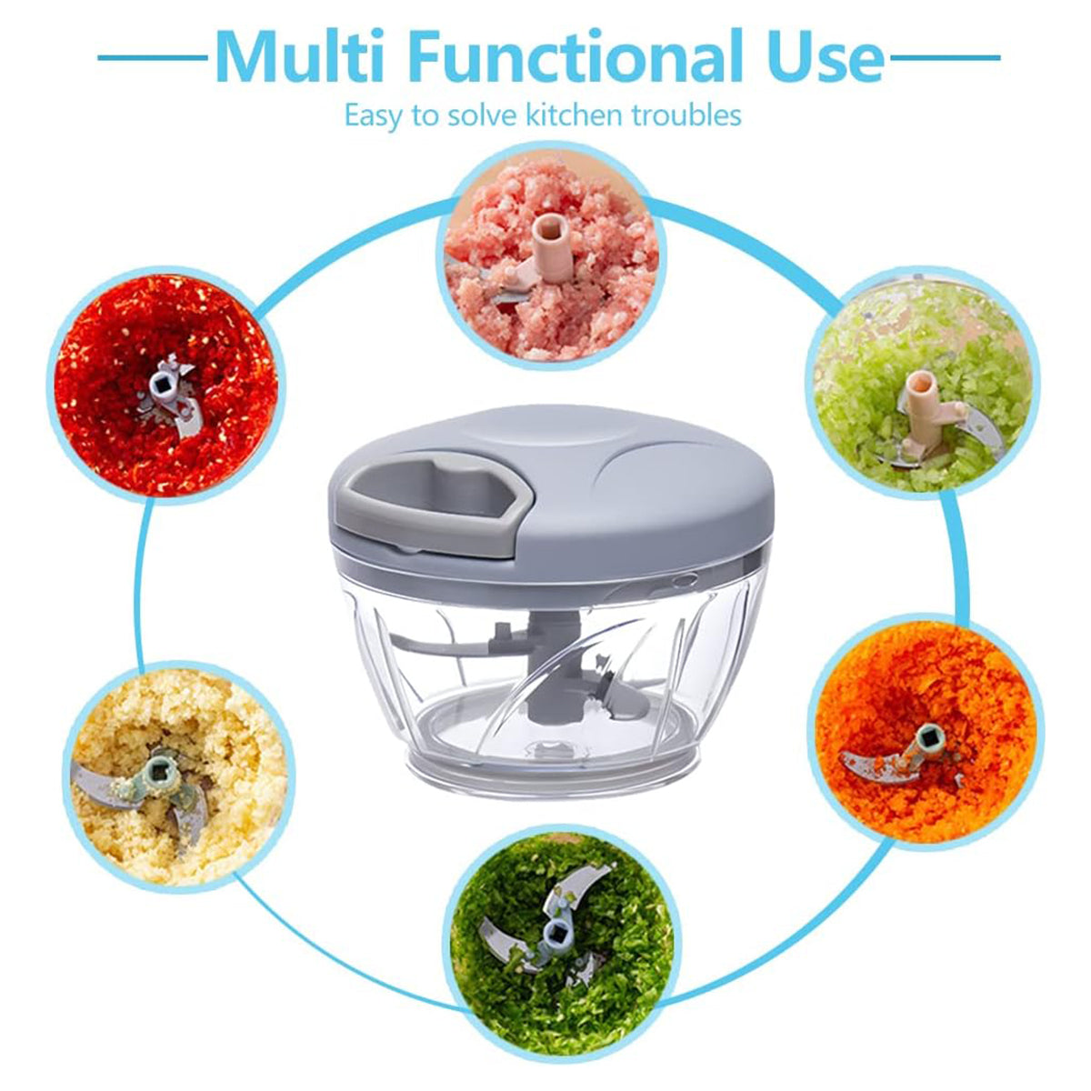 500ml Manual Meat Mincer Garlic Chopper Rotate Garlic Press Crusher Vegetable - Pink - Flavour Fushion Cooking Shop
