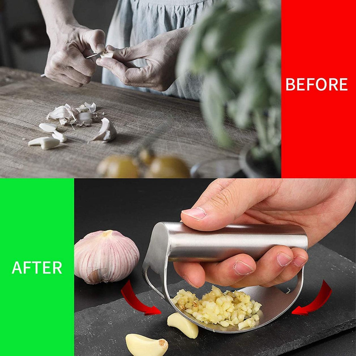 Stainless Steel Garlic Masher Press Crusher Squeezer Masher Kitchen Gadget - Black - Flavour Fushion Cooking Shop