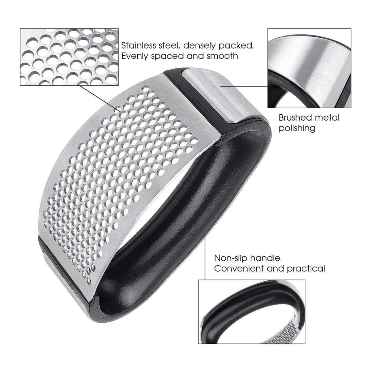 Stainless Steel Garlic Masher Press Crusher Squeezer Masher Kitchen Gadget - Black - Flavour Fushion Cooking Shop