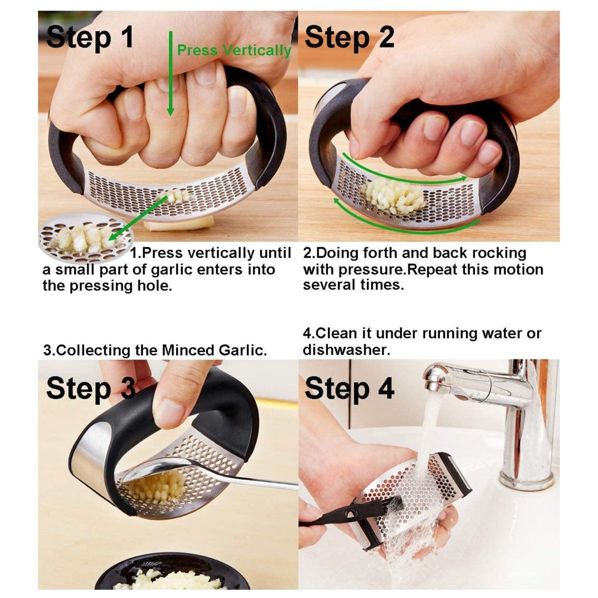 Stainless Steel Garlic Masher Press Crusher Squeezer Masher Kitchen Gadget - Black - Flavour Fushion Cooking Shop