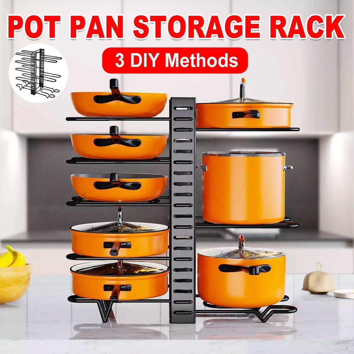 Adjustable Multi Layer Pot Lid Rack Vertical Storage Organizer Countertop Holder - Flavour Fushion Cooking Shop