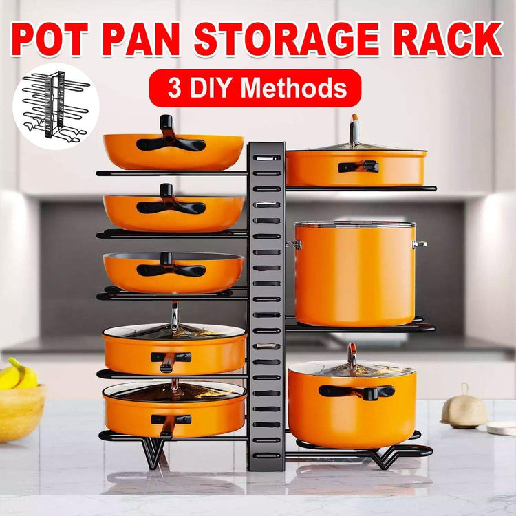 Adjustable Multi Layer Pot Lid Rack Vertical Storage Organizer Countertop Holder - Flavour Fushion Cooking Shop