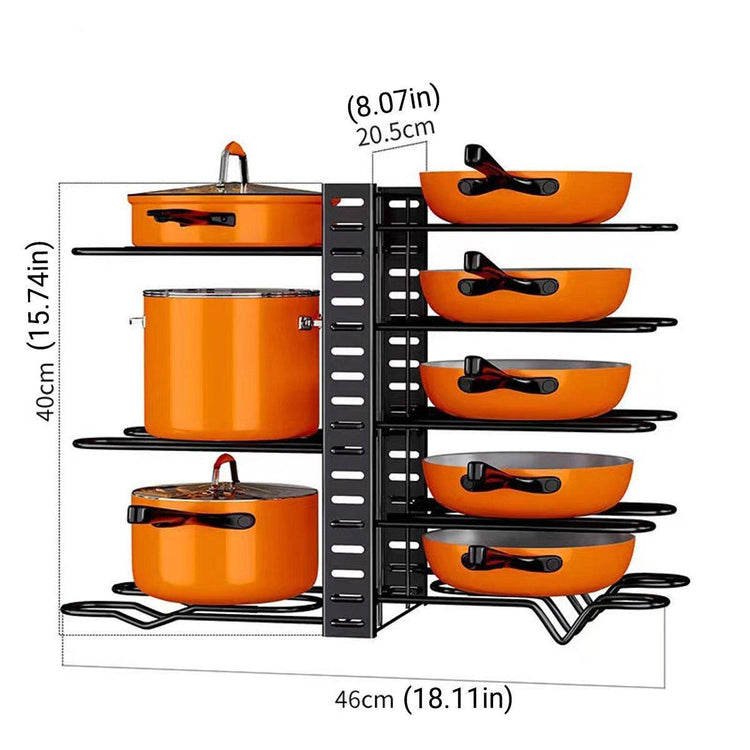 Adjustable Multi Layer Pot Lid Rack Vertical Storage Organizer Countertop Holder - Flavour Fushion Cooking Shop