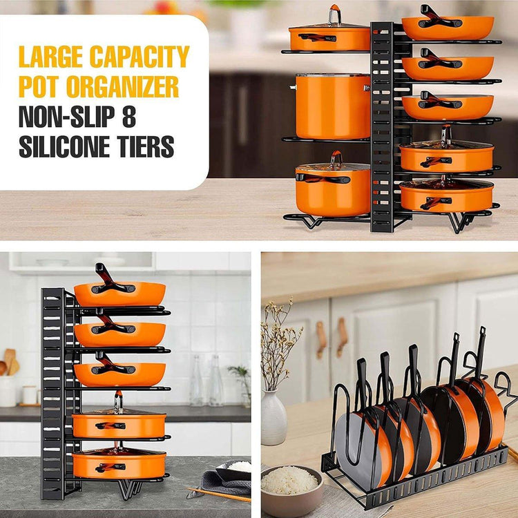 Adjustable Multi Layer Pot Lid Rack Vertical Storage Organizer Countertop Holder - Flavour Fushion Cooking Shop