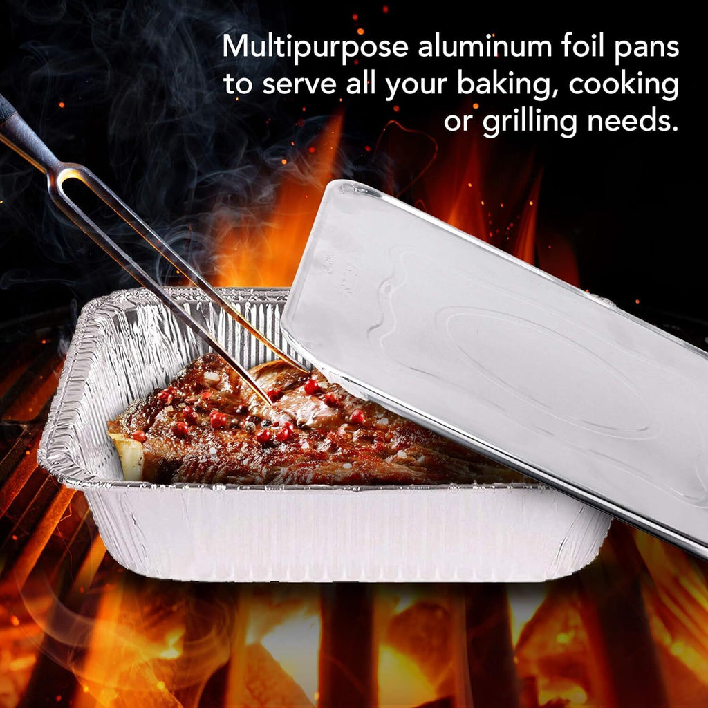 96x Aluminium Disposable Foil Food Container Trays Pans w/ Lids Covers Bulk 24cm*18cm*6cm
