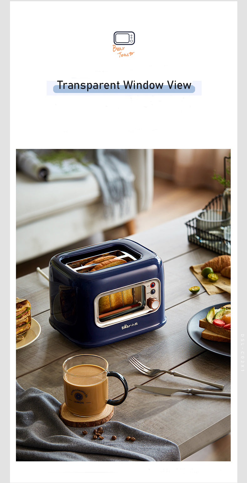 BEAR Double Slots Bread Toaster With Glass Window DSL-C02X1 - Flavour Fushion Cooking Shop