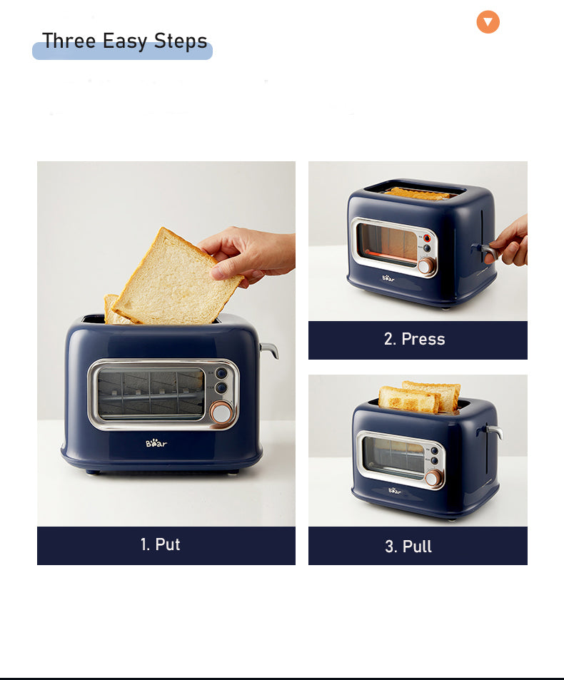 BEAR Double Slots Bread Toaster With Glass Window DSL-C02X1 - Flavour Fushion Cooking Shop