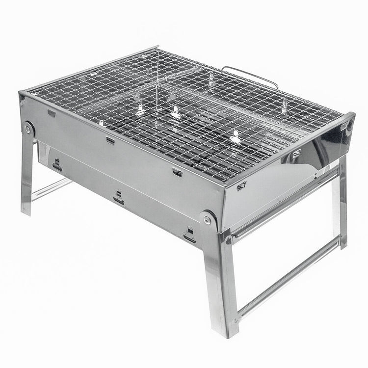 Portable Stainless Steel BBQ Charcoal Wood Outdoor Barbecue Grill Camping Picnic - Flavour Fushion Cooking Shop