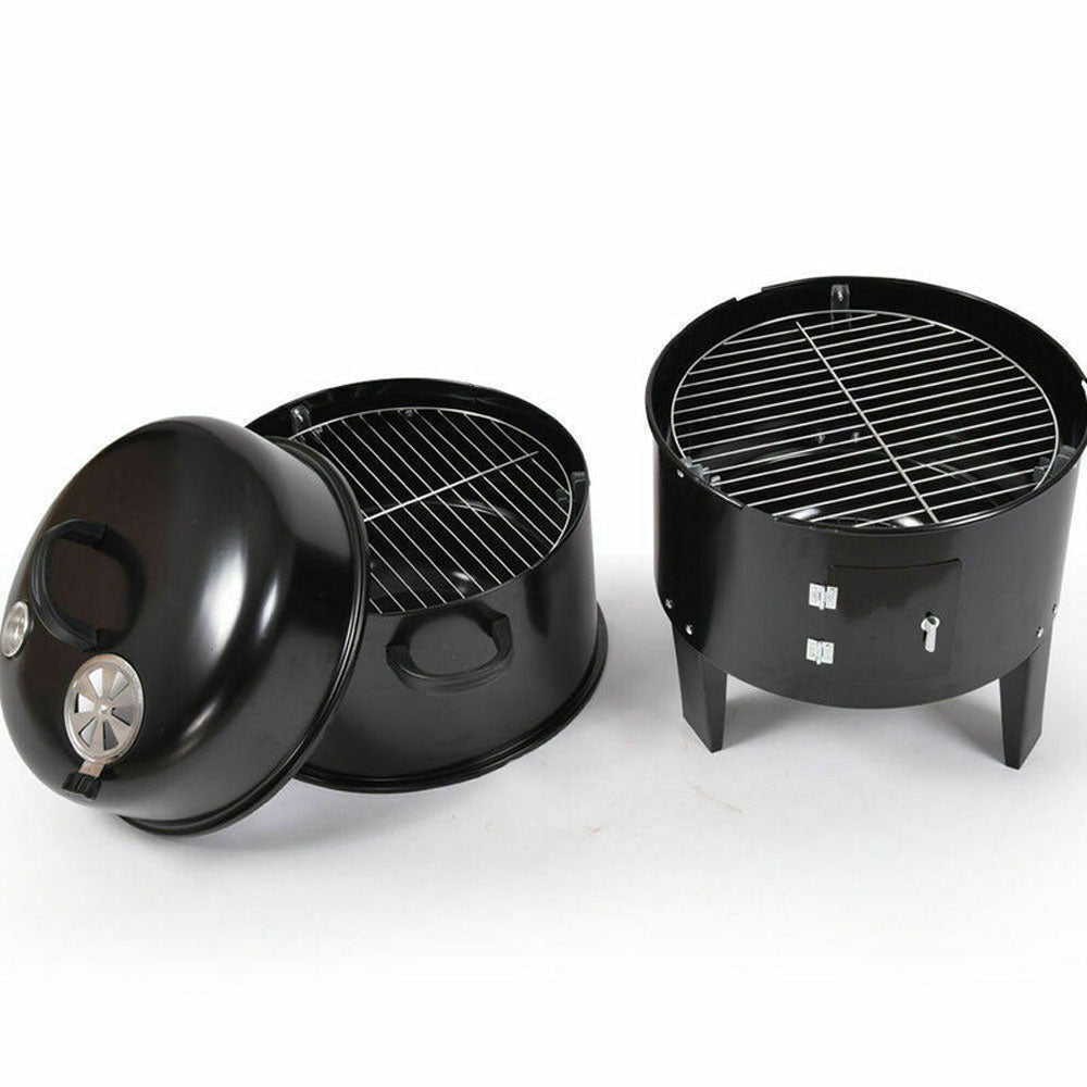 NEW 3in1 Portable Charcoal Vertical Smoker BBQ Roaster Grill Steel Water Steamer - Flavour Fushion Cooking Shop