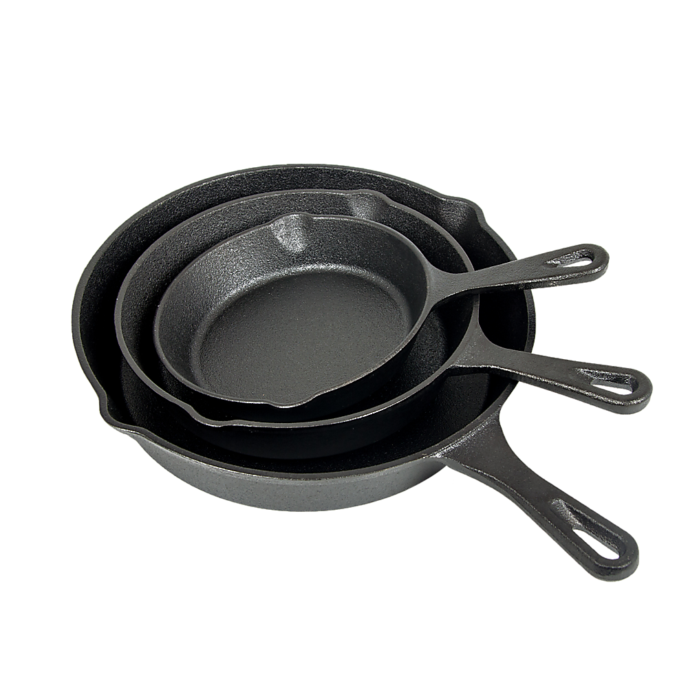 Pre-Seasoned Cast Iron Skillet Fry Pan Set – 3 Piece - Flavour Fushion Cooking Shop