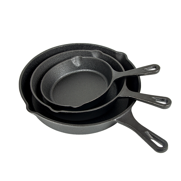 Pre-Seasoned Cast Iron Skillet Fry Pan Set – 3 Piece - Flavour Fushion Cooking Shop