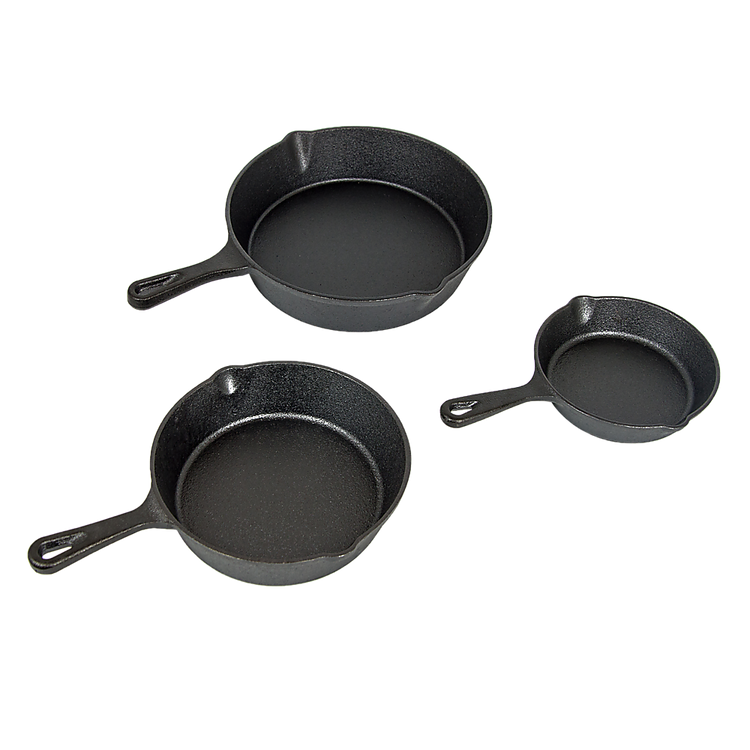 Pre-Seasoned Cast Iron Skillet Fry Pan Set – 3 Piece - Flavour Fushion Cooking Shop