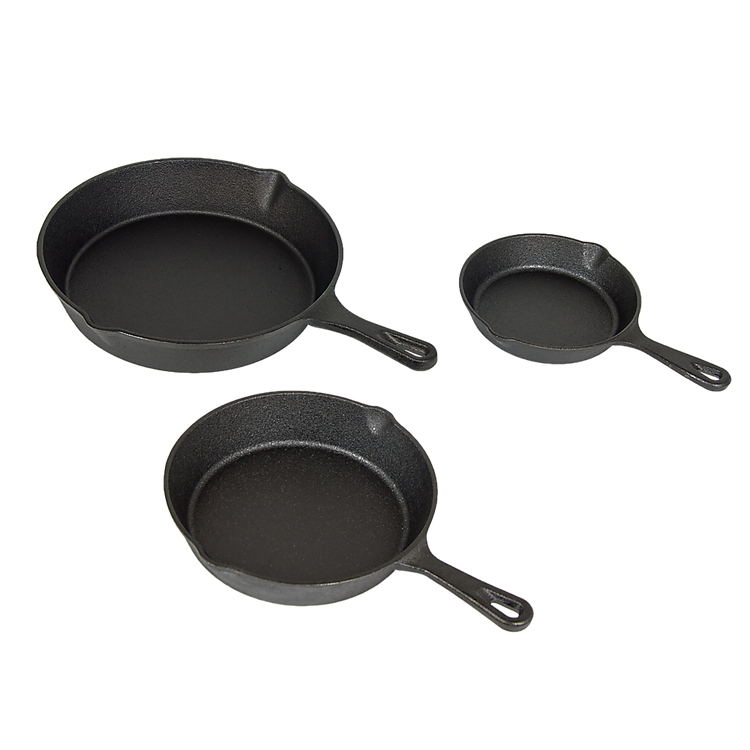Pre-Seasoned Cast Iron Skillet Fry Pan Set – 3 Piece - Flavour Fushion Cooking Shop