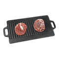 46x22 cm Cast Iron Reversible Griddle Plate BBQ Hob Cooking Grill Pan