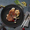 Non-stick Frying Pan Cast Iron Steak Skillet Round BBQ Grill Cookware 30cm