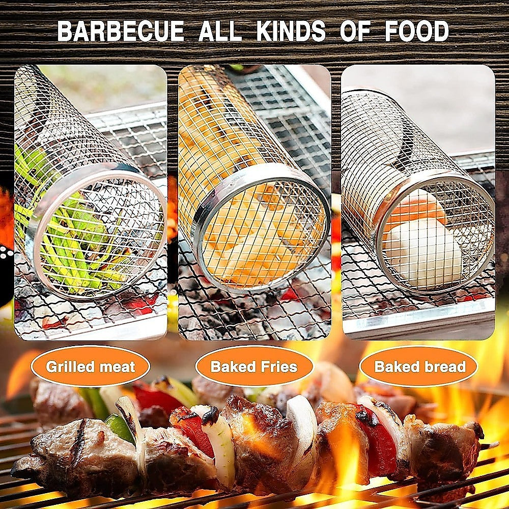 2pc BBQ Basket Round Campfire Grid Cookware - Flavour Fushion Cooking Shop