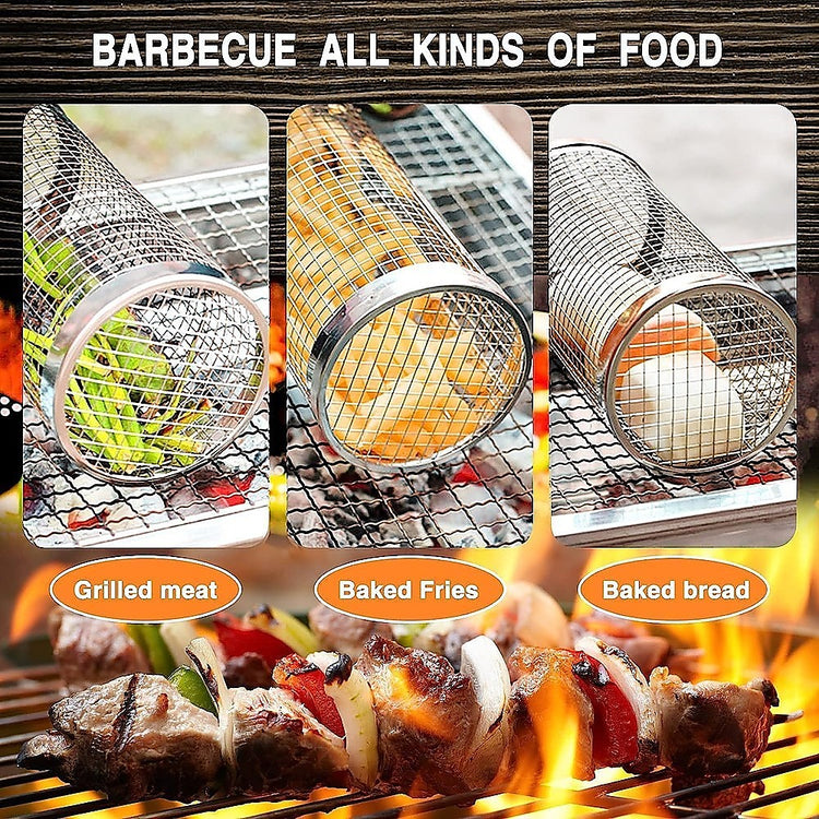 2pc BBQ Basket Round Campfire Grid Cookware - Flavour Fushion Cooking Shop