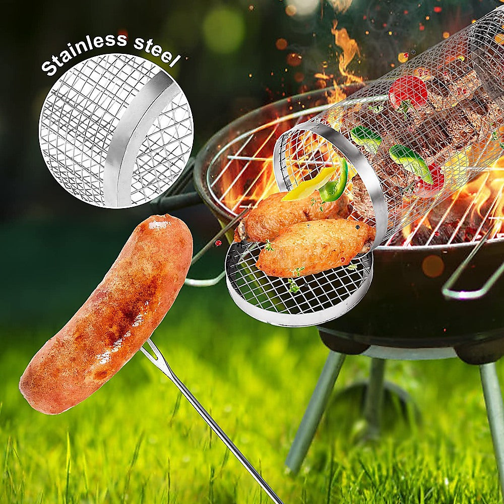 2pc BBQ Basket Round Campfire Grid Cookware - Flavour Fushion Cooking Shop