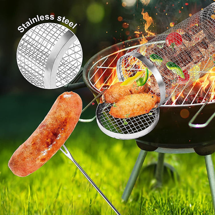 2pc BBQ Basket Round Campfire Grid Cookware - Flavour Fushion Cooking Shop