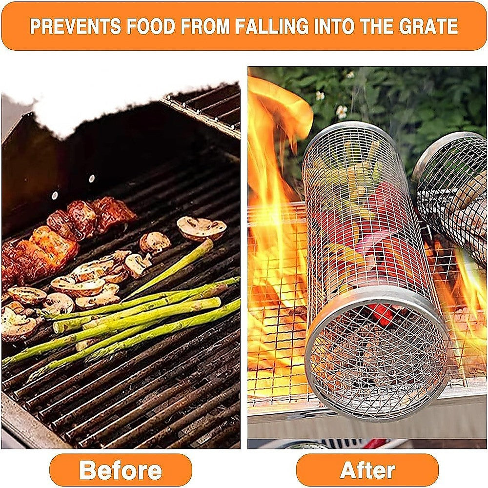 2pc BBQ Basket Round Campfire Grid Cookware - Flavour Fushion Cooking Shop
