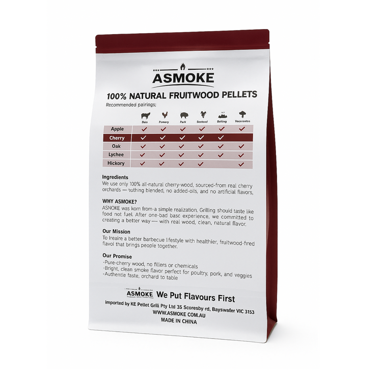ASMOKE 100% Natural Cherry Wood BBQ Smoker Pellets (9kg / 20lbs) - Flavour Fushion Cooking Shop