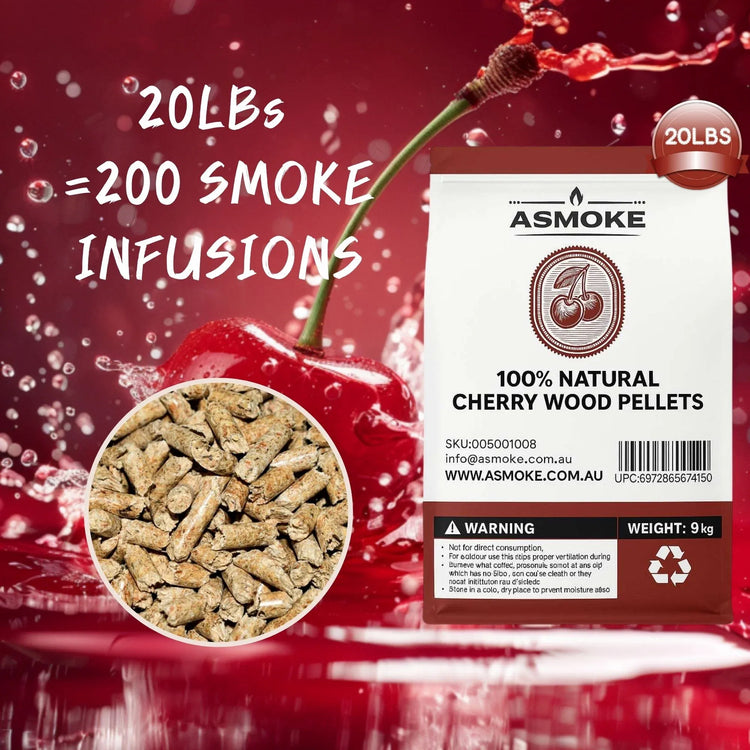ASMOKE 100% Natural Cherry Wood BBQ Smoker Pellets (9kg / 20lbs) - Flavour Fushion Cooking Shop