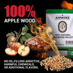 ASMOKE 20lbs Premium Apple Wood Pellets for BBQ Fuel for Chicken, Pork & Pizza Ovens