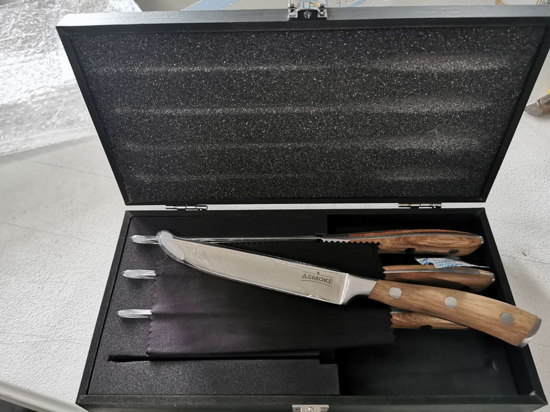 ASMOKE STEAK KNIFE SET OF 4,PAKKAWOOD HANDLE - Flavour Fushion Cooking Shop