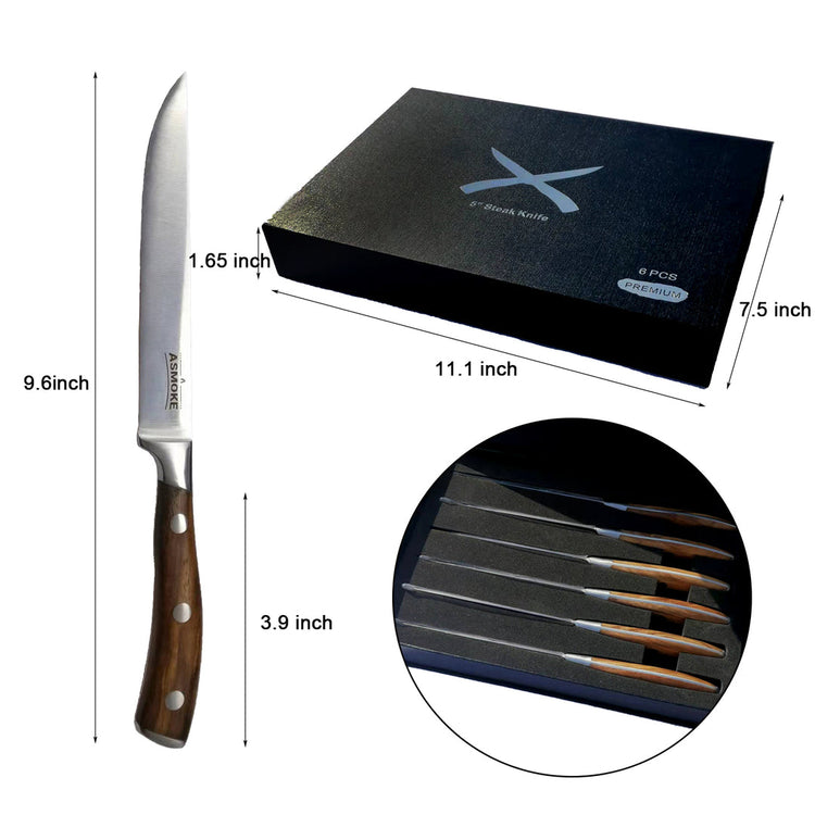 ASMOKE STEAK KNIFE SET OF 4,PAKKAWOOD HANDLE - Flavour Fushion Cooking Shop