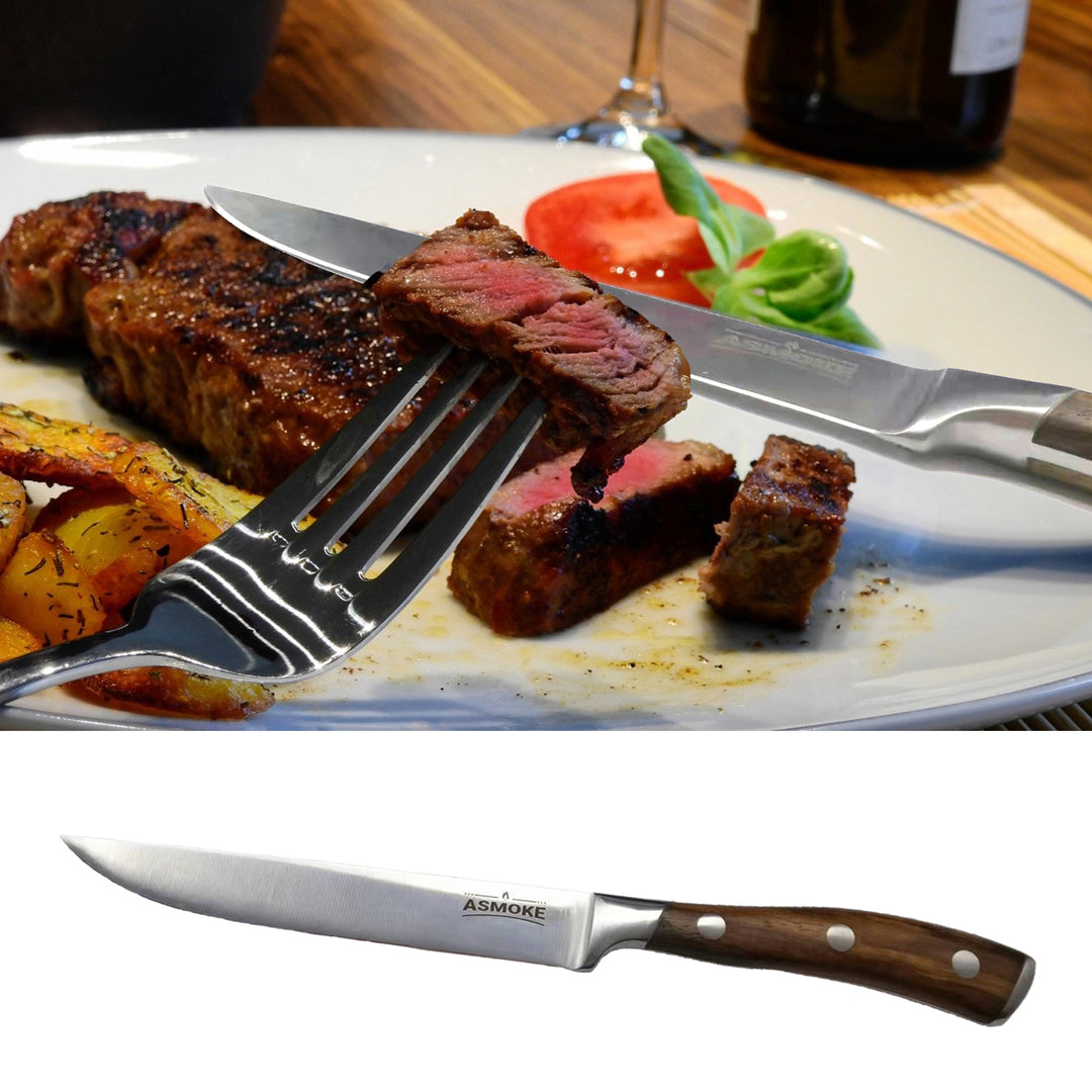 ASMOKE STEAK KNIFE SET OF 4,PAKKAWOOD HANDLE - Flavour Fushion Cooking Shop